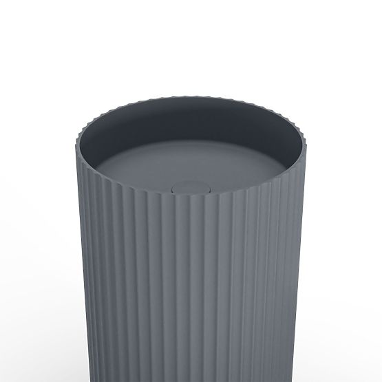 Szabadon álló Ciriola mosdó, kompozit, 45x90 cm, sötétszürke, bordázott