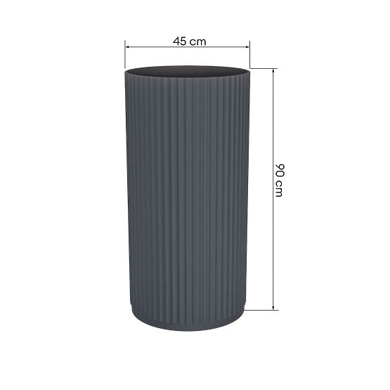 Szabadon álló Ciriola mosdó, kompozit, 45x90 cm, sötétszürke, bordázott