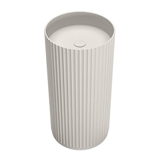 Szabadon álló Ciriola mosdó, kompozit, 45x90 cm, világosszürke, bordázott