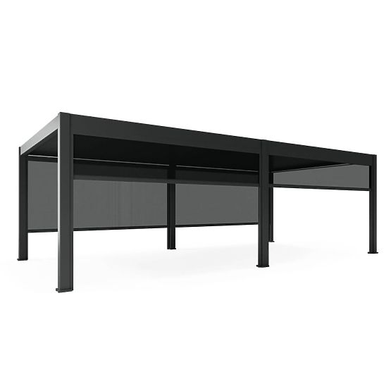 Szabadon álló Lumera kerti pergola alumíniumból, 4x8 m, bioklimatikus, LED világítással, elektromos