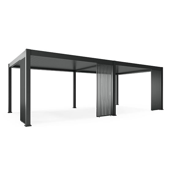 Szabadon álló Lumera kerti pergola alumíniumból, 4x8 m, bioklimatikus, LED világítással, elektromos