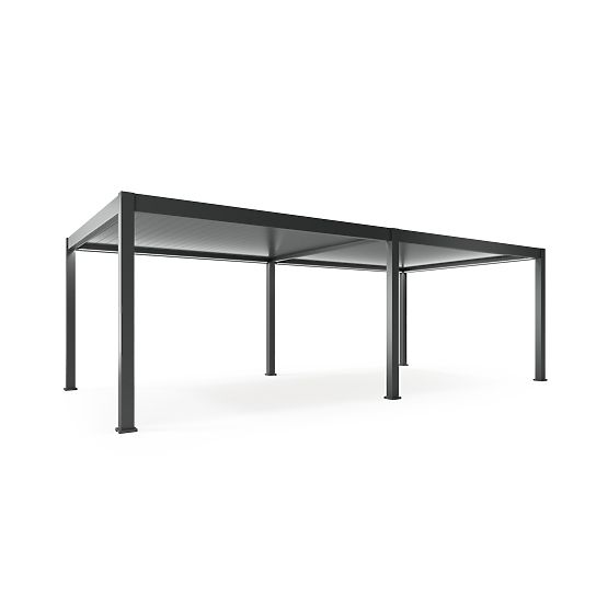 Szabadon álló Lumera kerti pergola alumíniumból, 4x8 m, bioklimatikus, LED világítással, elektromos