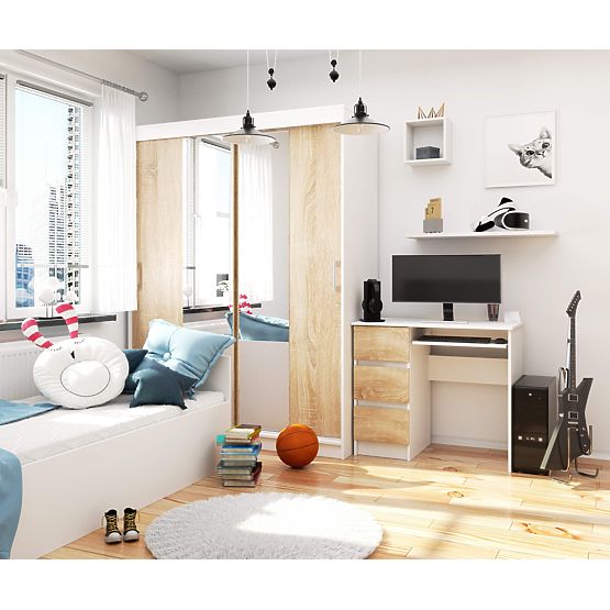 SZÁMÍTÓGÉPASZTAL A-6 90 cm BALOS FEHÉR / SONOMA