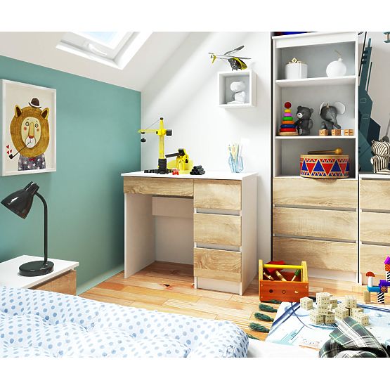 SZÁMÍTÓGÉPASZTAL A-7 90 cm JOBB PK FEHÉR / SONOMA