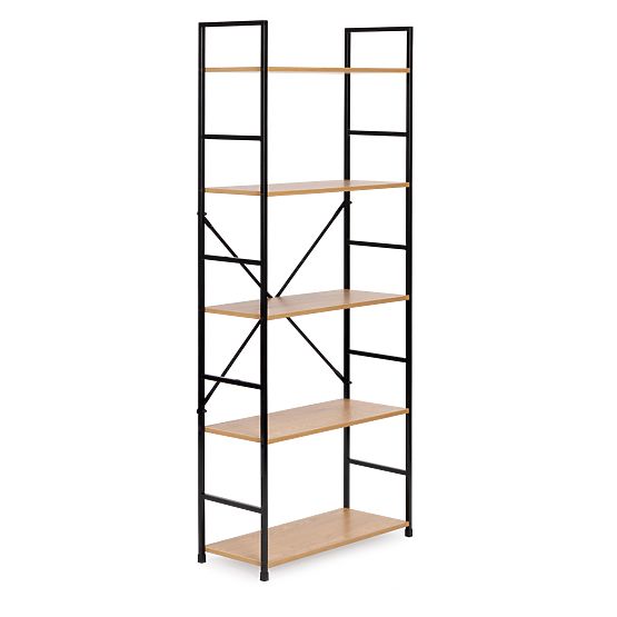 Széles, modern, 5 polcos fa LOFT polc