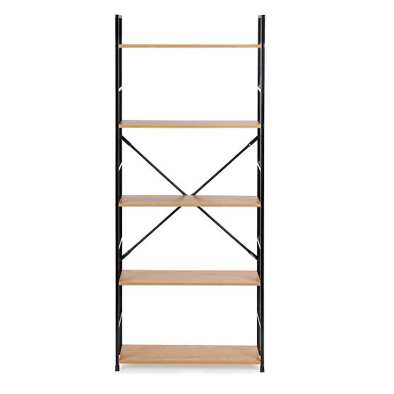 Széles, modern, 5 polcos fa LOFT polc