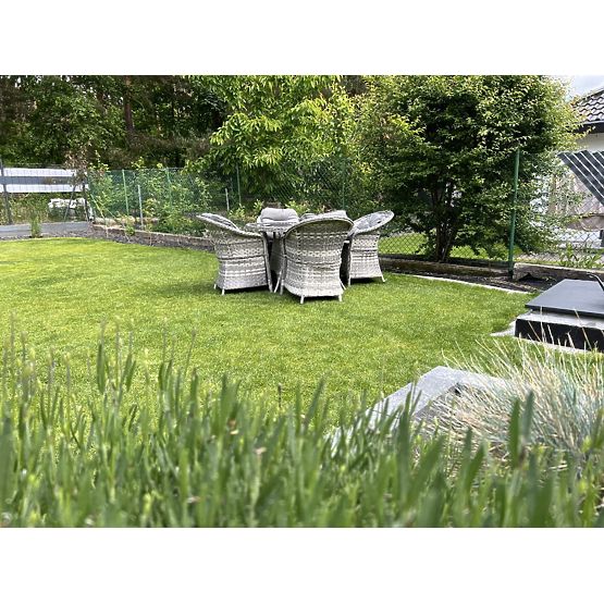 Technorattan asztali bútor szett (4 szék + kerek asztal) MODERNO világosszürke