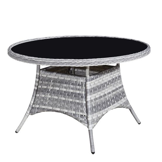 Technorattan asztali bútor szett (4 szék + kerek asztal) MODERNO világosszürke