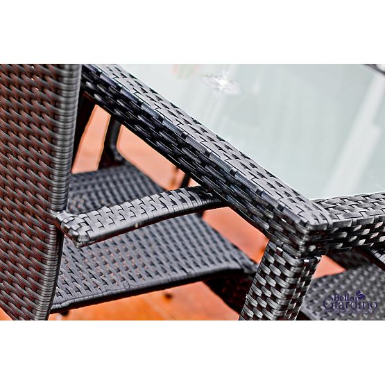 Technorattan étkező bútor szett (asztal 150×90 cm + 6 szék) AVVICENTE, fekete