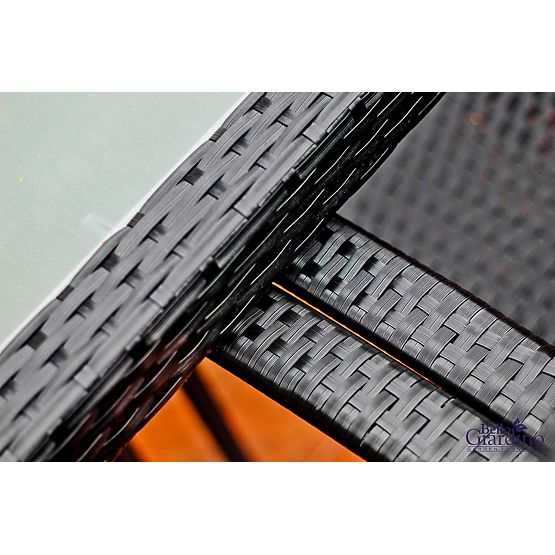 Technorattan étkező bútor szett (asztal 150×90 cm + 6 szék) AVVICENTE, fekete