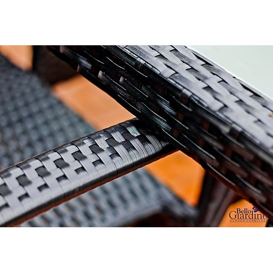 Technorattan étkező bútor szett (asztal 150×90 cm + 6 szék) AVVICENTE, fekete