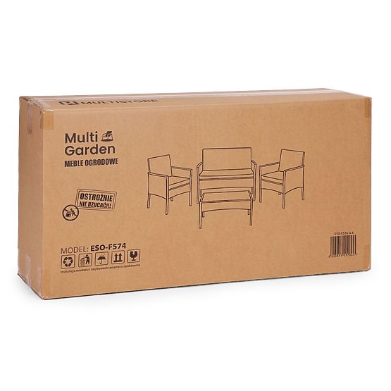 Technorattan kerti bútor szett pad asztal szék fekete MultiGarden