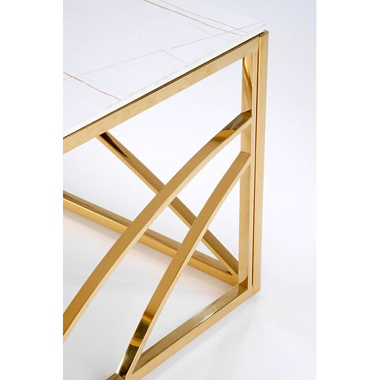 UNIVERSE 3 dohányzóasztal, fehér márvány/arany (2p=1ks)