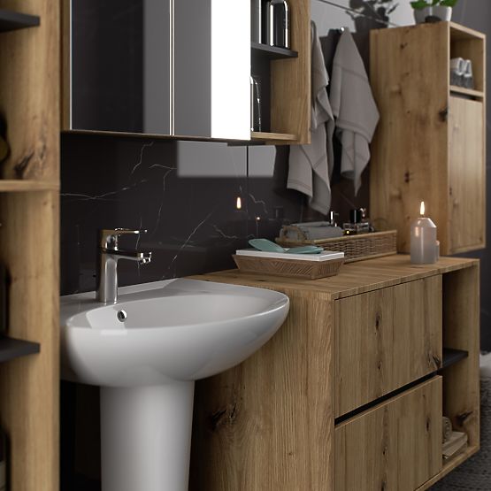 VAMI FÜGGŐ FÜRDŐSZOBAI BÚTOR SZETT ARTISAN TÖLGY / GRAFIT SZÜRKE