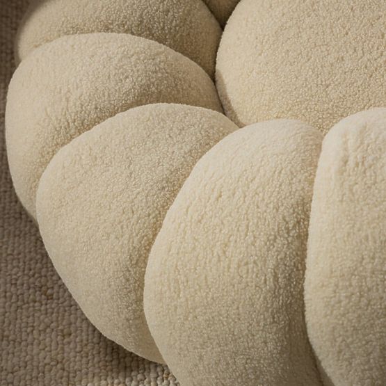 Venezia forgatható talpú bézs relaxációs fotel, boucle, lekerekített formák