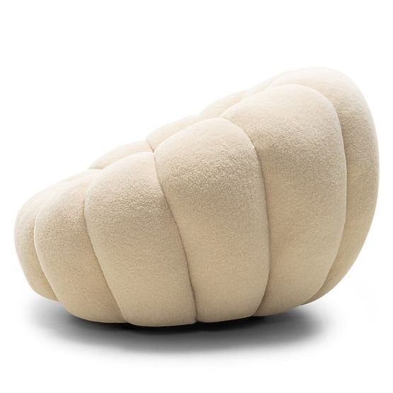 Venezia forgatható talpú bézs relaxációs fotel, boucle, lekerekített formák