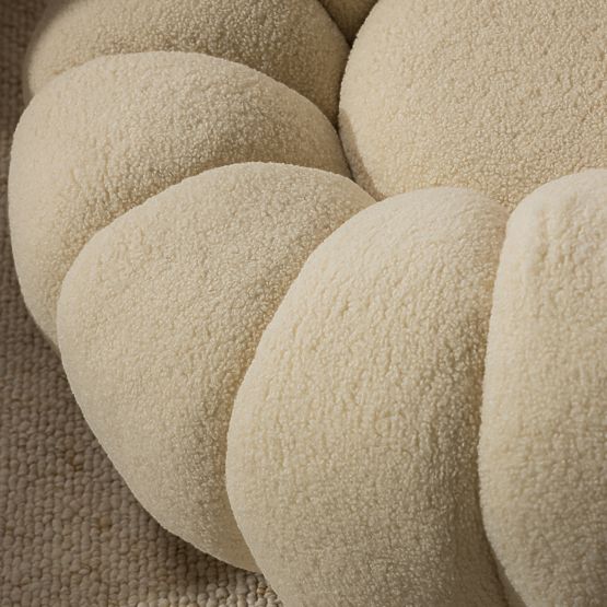 Venezia forgatható talpú bézs relaxációs fotel, boucle, lekerekített formák