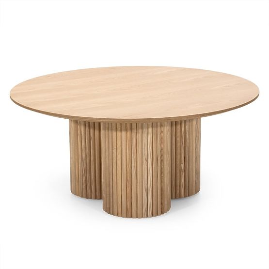 Vesby kerek dohányzóasztal 100 cm, természetes tölgy, kőris, lamellák