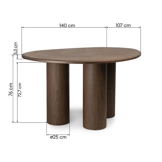 Vesper étkezőasztal 140 cm, sötét dió