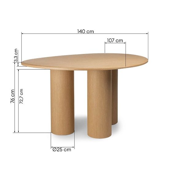 Vesper étkezőasztal 140 cm, természetes tölgy