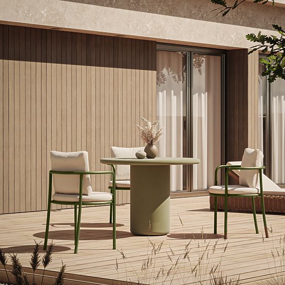 Vibonis kerti asztal 100 cm, kerek, cement, zöld