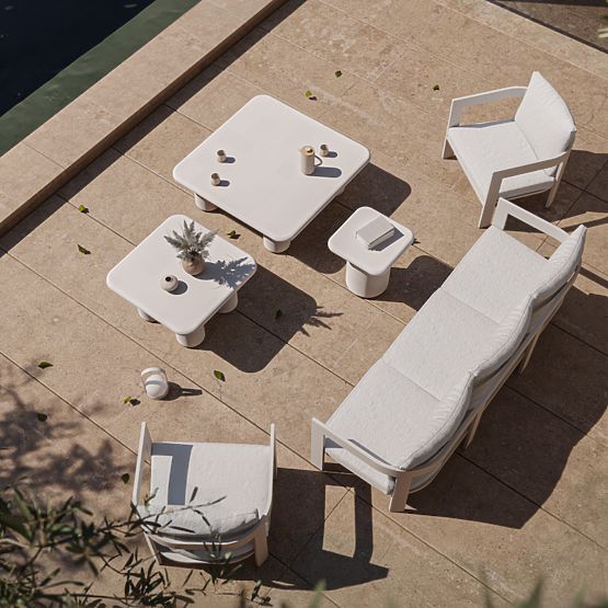 Vibonis kerti asztal 100 cm, négyzet alakú, cement, világos bézs