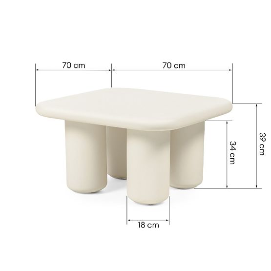Vibonis kerti asztal 70 cm, négyzet alakú, cement, világos bézs