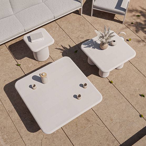 Vibonis kerti asztal 70 cm, négyzet alakú, cement, világos bézs