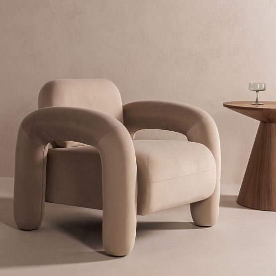 Vico relaxációs fotel, világos bézs, bársony