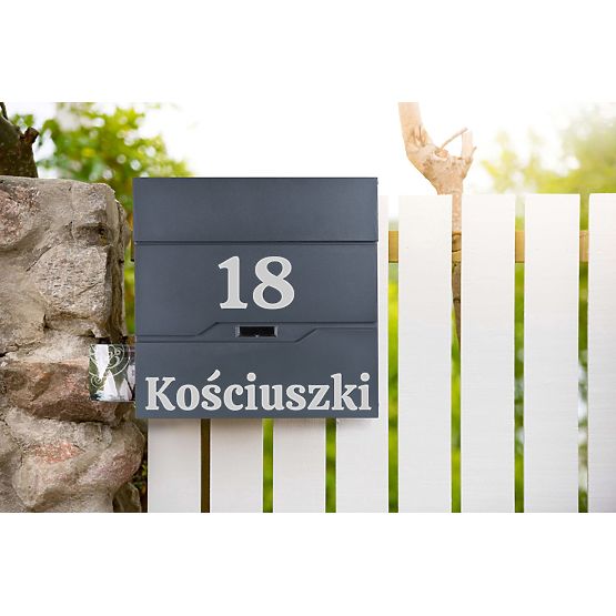 Vidar antracit levélszekrény feliratokkal