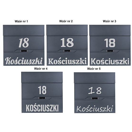 Vidar antracit levélszekrény feliratokkal