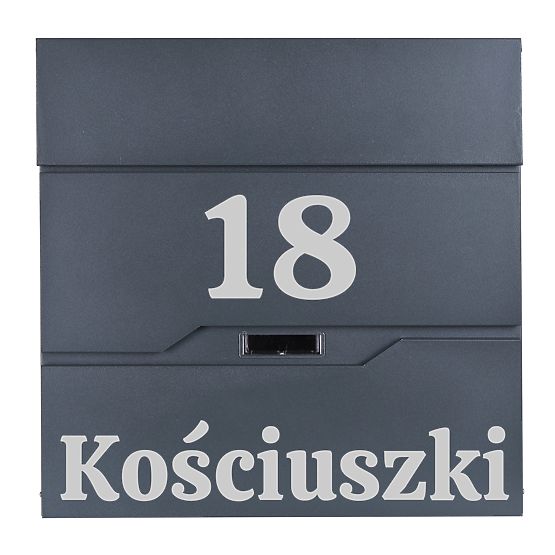 Vidar antracit levélszekrény feliratokkal