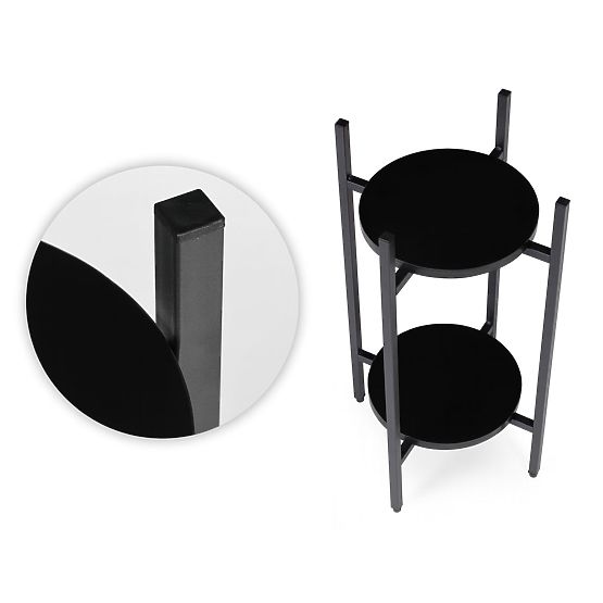 Virágállvány, dekoráció, 2 szintes, fekete, ModernHome