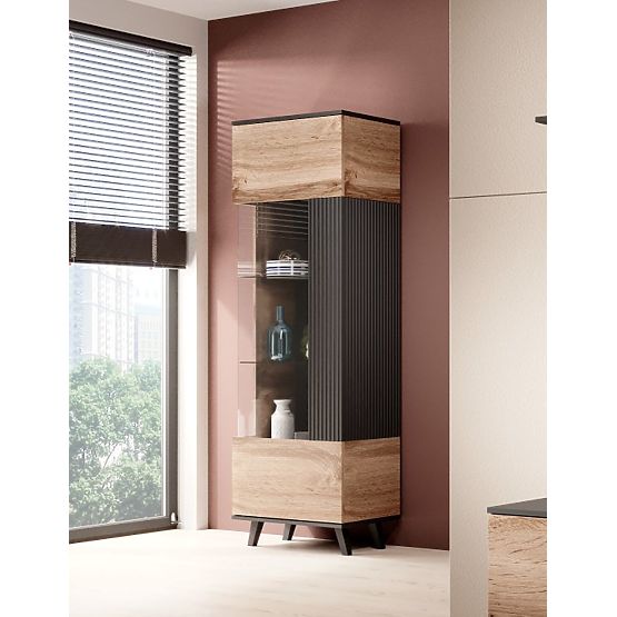 Vitrin RANDOM W-1 - Wotan Tölgy/Fekete