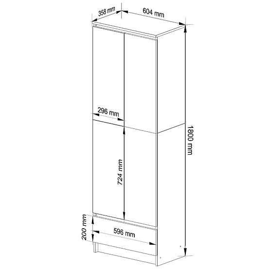 ZÁRT POLC R60 2D 1SZ CLP PK FEHÉR / SZÜRKE