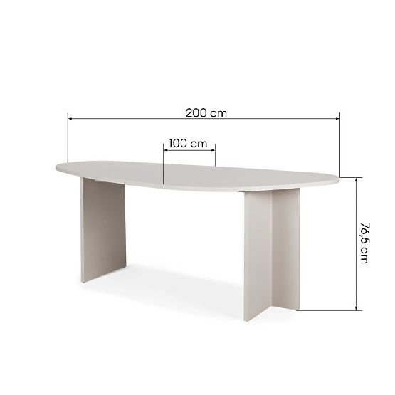 Zeva 200 cm-es asztal szabálytalan lappal, kasmír színben