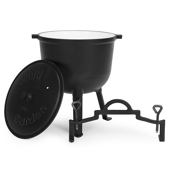 Zománcozott öntöttvas bogrács 10L álló vadász üst tűzrakó grill MultiGarden