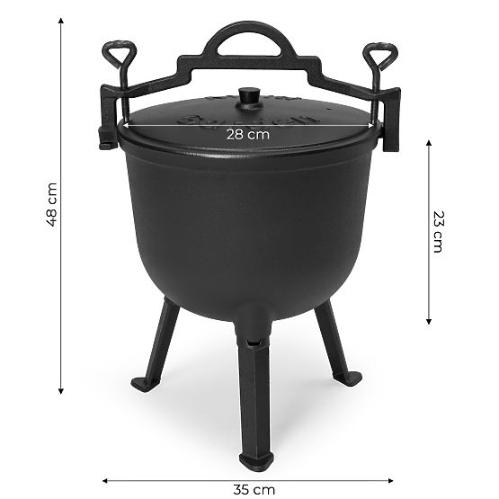 Zománcozott öntöttvas bogrács 10L álló vadász üst tűzrakó grill MultiGarden