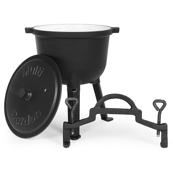 Zománcozott öntöttvas bogrács 8L álló vadász fazék tűzrakóhely grill MultiGarden