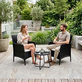 2 darabos kerti szék szett párnával, erkélyre, teraszra, kertbe, fekete MultiGarden, MultiGarden