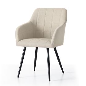 4x Kárpitozott szék négyzetes steppelés Bézs LUXANO Fekete lábak Lumos szövet