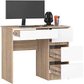 A-7 CLP ÍRÓASZTAL SONOMA / FEHÉR JOBBOS