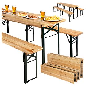 Acél-fa LAGER készlet: asztal + 2 pad 220 cm