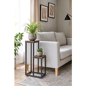 Álló virágtartó állvány díszekkel, 2 polcos loft ModernHome