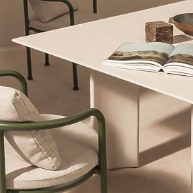 Amarello kerti garnitúra, 220 cm-es asztal + 6 szék, alumínium, világos bézs/zöld