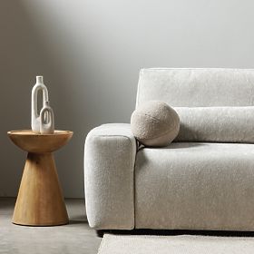 Arvika oldalasztal 40 cm, kerek, mangófa, lekerekített formák, lectus