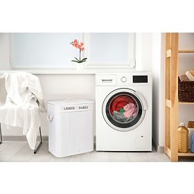 Bambusz kosár fedéllel 100L 2 rekesz fehér