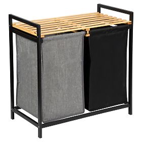 bambusz szennyes vagy játék kosár HANOI BLACK 2 rekesz DUO SZÍN