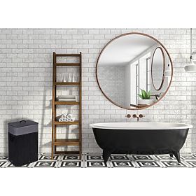 Bambusz szennyestartó fedéllel 80L fekete-szürke