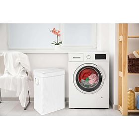 Bambusz szennyestartó fedéllel SOREN 80L fehér